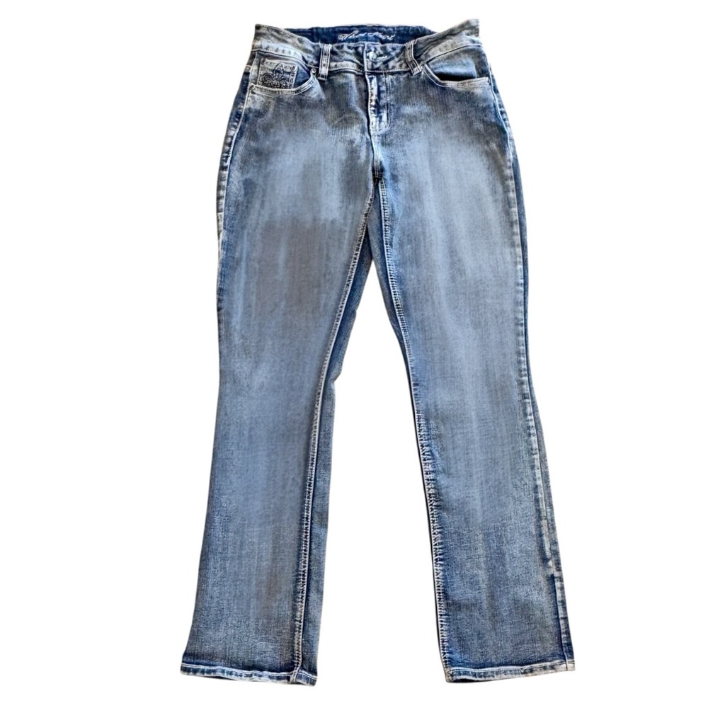 Wired Heart Jeans Women's Size 29 Blue Denim Embroidered Pockets Cotton/Spandex